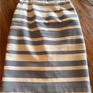 Halogen Cream and Blue Stripe Pencil Akirt- 8